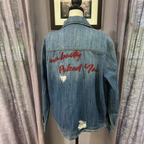 Hidden Distressed Denim Jacket - Picture 12 of 13